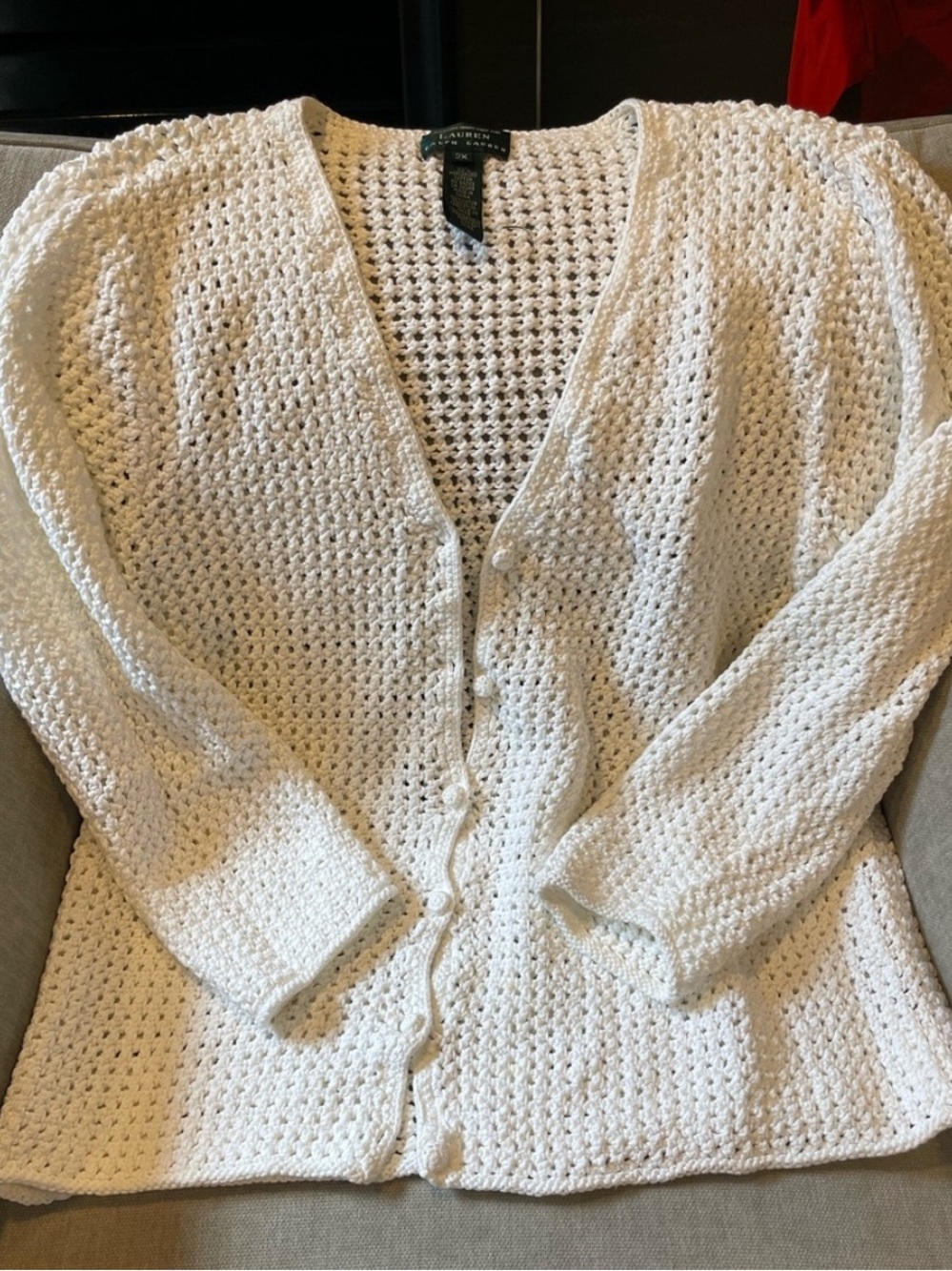 Lauren Ralph Lauren white cotton sweater, size 2X